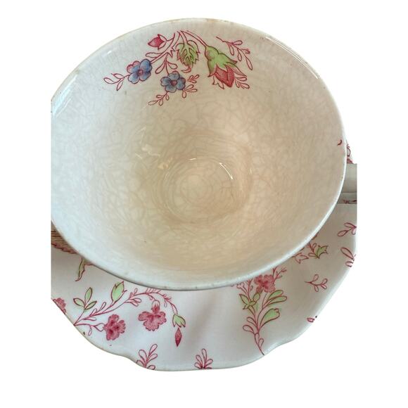 Johnson Brothers VTG Rose Chintz Pink Floral England 5 Teacup and Saucer Set - Picture 7 of 12